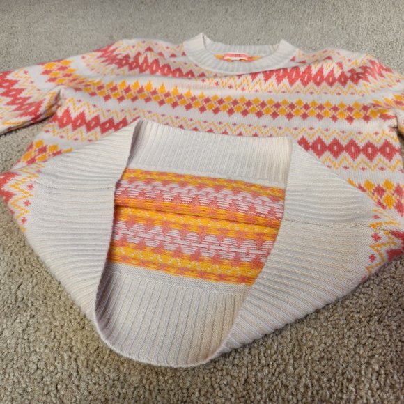 NWOT J. Crew Cashmere Fair Isle Sweater in Heather Muslin Coral - Picture 6 of 11